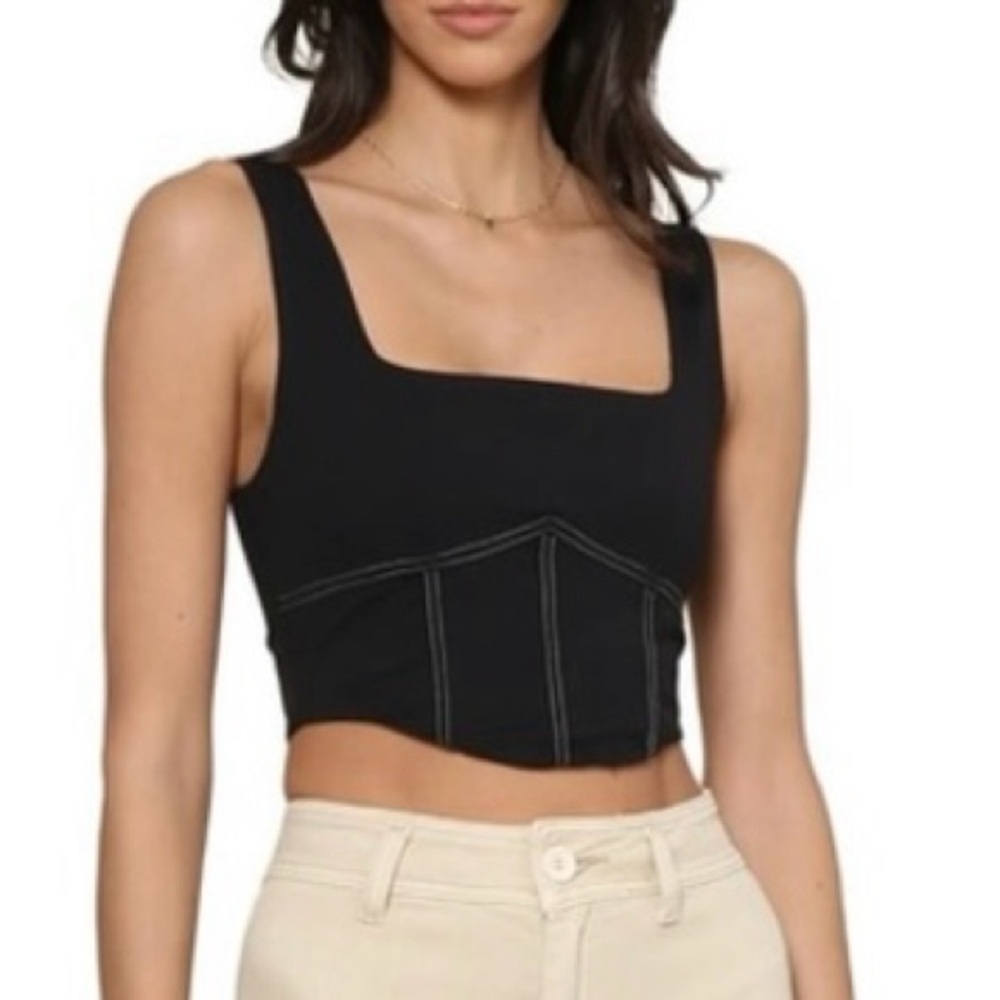 Olivaceous Corset Sleeveless Crop Top in Black Women’s Size S